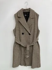 ZARA ベスト USA M ブラック チェック柄