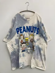 PEANUTS Tシャツ/カットソー 3X ブルー 前面プリント ブランドロゴ その他総柄 半袖 クルーネック(丸首) ミドル丈