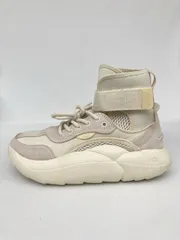 UGG スニーカー 23.5 アイボリー スエード キャンバス 無地 ブランドロゴ ハイカット 紐 面ファスナー