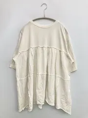 JEANASIS Tシャツ/カットソー F ホワイト 無地 フリル ミドル丈 半袖 クルーネック(丸首)