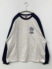 BEN DAVIS Tシャツ/カットソー M グレー 前面プリント バックプリント ワンポイント ブランドロゴ 長袖 ミドル丈 クルーネック(丸首)