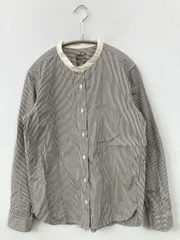 無印良品 シャツ/ブラウス S グレー コットン ストライプ柄 ミドル丈 長袖 スタンドカラー