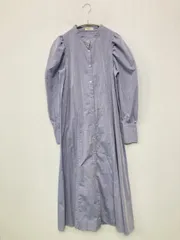 earth music&ecology シャツワンピース F ブルー コットン 無地 長袖 ロング・マキシ丈