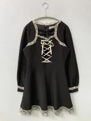 BUBBLES ワンピース F ブラック 無地 リボン レース 長袖 ショート・ミニ丈 フレア