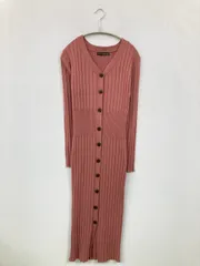 sakura bois ワンピース M ピンク ナイロン 無地 長袖 ロング・マキシ丈 タイト