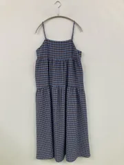 LOWRYS FARM ワンピース F ブルー チェック柄 袖なし ロング・マキシ丈 ティアード