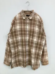BEAMS HEART シャツ/ブラウス M ベージュ コットン チェック柄 ミドル丈 長袖 レギュラーカラー