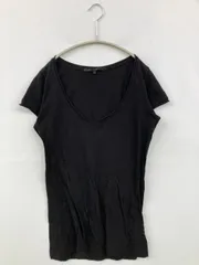 AZUL by MOUSSY Tシャツ/カットソー M ブラック 無地 ミドル丈 半袖 Vネック