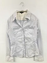 INDIVI シャツ/ブラウス 38 ホワイト コットン ストライプ柄 ミドル丈 長袖 レギュラーカラー