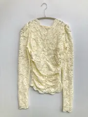 Tシャツ/カットソー ONE-SIZE アイボリー レース ミドル丈 長袖 クルーネック(丸首)