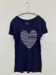 GAP Tシャツ/カットソー XXS ネイビー 前面プリント ミドル丈 半袖 クルーネック(丸首)