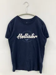 HOLLISTER Tシャツ/カットソー XS ネイビー 前面プリント ブランドロゴ 半袖 クルーネック(丸首)