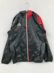 adidas ナイロンジャケット M ブラック 無地 ブランドロゴ ライン柄 フードあり