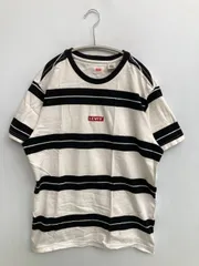 Levi's Tシャツ/カットソー S ホワイト ボーダー柄 ブランドロゴ ミドル丈 半袖 クルーネック(丸首)