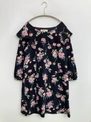 MISCH MASCH ワンピース 38 ブラック 花柄・ボタニカル柄 フリル 長袖