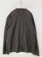 無印良品 シャツ/ブラウス XL ブラック コットン 無地 ミドル丈 長袖 スタンドカラー