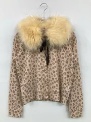 C・O・L・Z・A カーディガン/ボレロ M ベージュ ウール・ニット フェイクファー レオパード柄 リボン ミドル丈 長袖