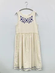 ehka sopo ワンピース M アイボリー コットン 無地 刺繍 袖なし ひざ丈 フレア