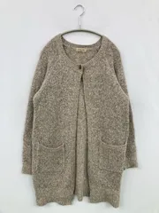 Samansa Mos2 カーディガン/ボレロ F ベージュ ウール・ニット コットン 無地 ロング丈 長袖