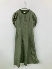 MOUSSY ワンピース 2 カーキ コットン 無地 半袖 ロング・マキシ丈