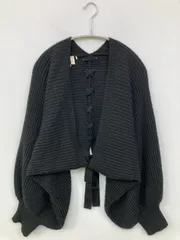 MAJESTIC LEGON カーディガン/ボレロ M ブラック ウール・ニット 無地 リボン ショート丈 長袖