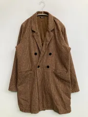 SUREVE チェスターコート L ブラウン ウール・ニット チェック柄 ロング丈 フードなし