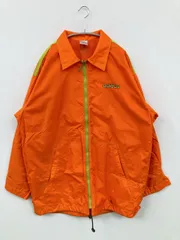 adidas ナイロンジャケット M-L オレンジ 無地 ブランドロゴ ライン柄 フードなし
