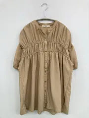 Samansa Mos2 blue シャツワンピース フリー ベージュ 無地 半袖 ショート・ミニ丈