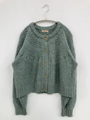 Samansa Mos2 カーディガン/ボレロ F グリーン ウール・ニット 無地 ショート丈 長袖