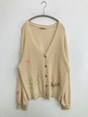 Samansa Mos2 カーディガン/ボレロ F ベージュ コットン ウール・ニット 刺繍 ミドル丈 長袖