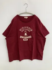 studio CLIP Tシャツ/カットソー L レッド 前面プリント ショート丈 半袖 クルーネック(丸首)