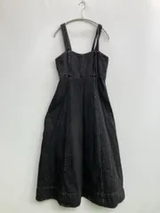 MOUSSY ワンピース 1 ブラック デニム コットン 無地 袖なし ロング・マキシ丈 フレア