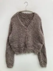 カーディガン/ボレロ ブラウン ウール・ニット 無地 ショート丈 長袖