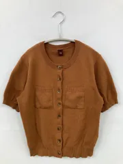 カーディガン/ボレロ F ブラウン ウール・ニット 無地 ショート丈 半袖