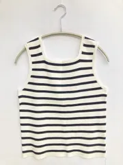 タンクトップ L ホワイト ボーダー柄 カップなし