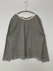 AMERICAN HOLIC Tシャツ/カットソー M ブラック ボートネック 長袖 ボーダー柄