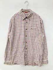 Hush Puppies シャツ/ブラウス L アイボリー コットン チェック柄 ワンポイント 長袖 ミドル丈 ボタンダウン