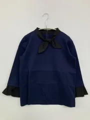 CHILLEA Tシャツ/カットソー 38 ネイビー 無地 フリル リボン ミドル丈 長袖