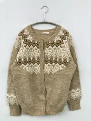 Samansa Mos2 カーディガン/ボレロ F ベージュ ウール・ニット 刺繍 その他総柄 ミドル丈 長袖