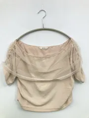 one after another NICE CLAUP Tシャツ/カットソー F ベージュ 無地 レース ショート丈 半袖 オフショルダー