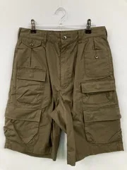 BEAMS カーゴパンツ カーキ ハーフ・ひざ丈 コットン 無地 スタンダード ストレート レギュラー