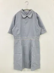 earth music&ecology ワンピース M スカイブルー コットン 無地 レース 半袖 ひざ丈