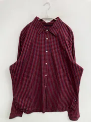 GAP シャツ/ブラウス XL レッド チェック柄 長袖 レギュラーカラー