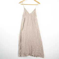 フラワー FLOWER キャミソール ワンピース 綿 F ベージュ レース kz12200