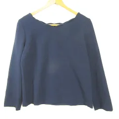 ナチュラルビューティーベーシック NATURAL BEAUTY BASIC プル ブラウス 長袖 ストレッチ レーヨン M ネイビー kz10996