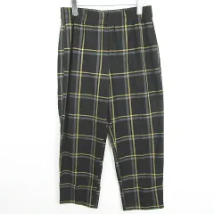 ザラ ZARA ワイド パンツ ロールアップ ストレッチ レーヨン M ブラック チェック 2253//527 kz11575