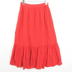 ニコアンド Niko and.. フレア ロング スカート 綿 M レッド kz12268