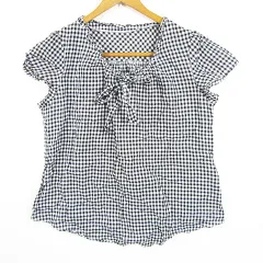 リフレクト Reflect ブラウス 半袖 フリル 綿 ブラック ギンガムチェック リボン kz11188