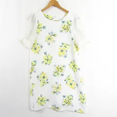 マーキュリーデュオ MERCURYDUO ワンピース 膝丈 半袖 F ホワイト イエロー 花柄 kz11380