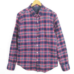 シップスジェットブルー SHIPS JET BLUE ネルシャツ 長袖 ワイヤーカラー L チェック ブルー/レッド 2sa6561